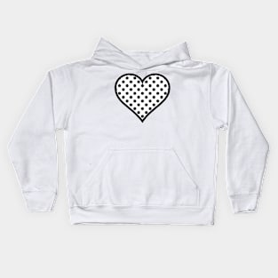 Black Polka Dots and White Heart Kids Hoodie